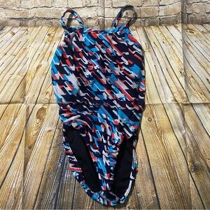 Speedo Pro LT Blue Geometric Print One Piece Swimsuit